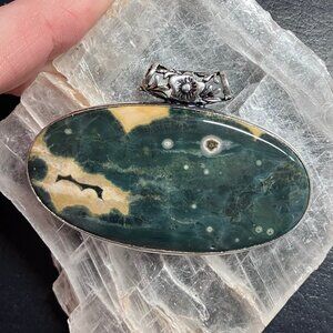 Large Ocean Jasper Pendant Stone Crystal Jewelry